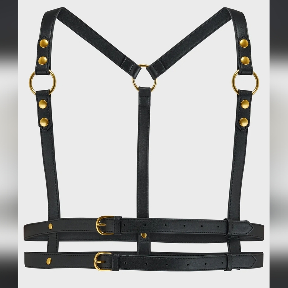 Killstar Black Harness Belt with Gold Details